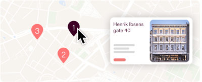 Kart som viser kontorlokaler