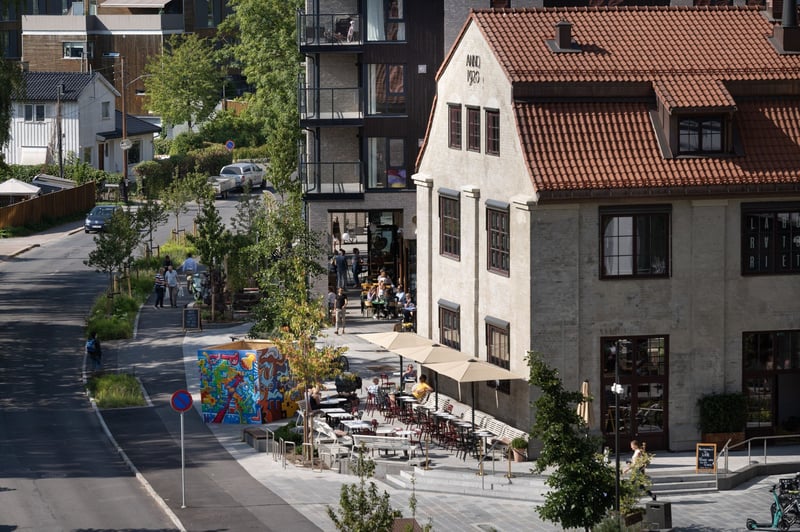 Flotte omgivelser på Skøyen/Hoff
