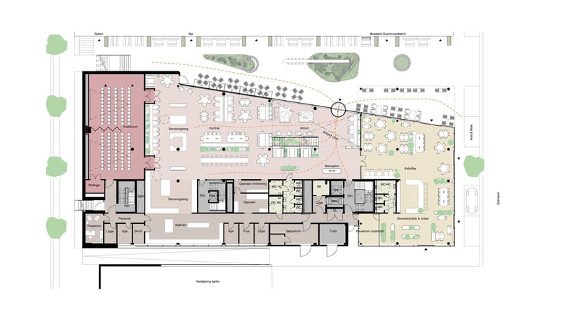 Plantegning Plan 1.  Generisk utkast: interiørarkitekter stilles til rådighet for uttegning i samarbeid med leietaker.